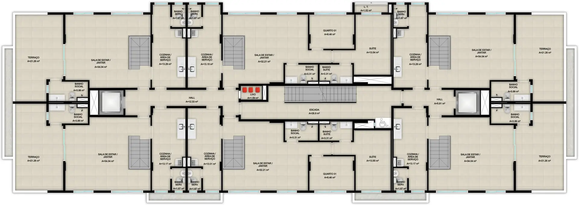 15° Pavimento - Apartamentos (Duplex)