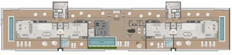 Cobertura Lazer e Piso Superior dos apartamentos duplex